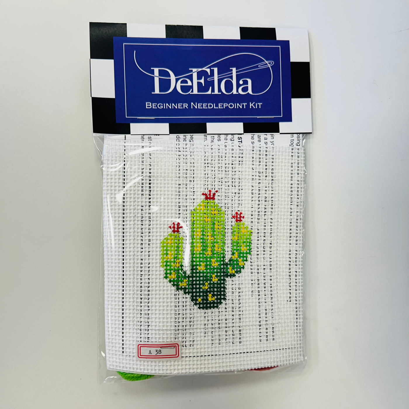 DeElda Cactus Needlepoint Canvas Kit (includes fiber)