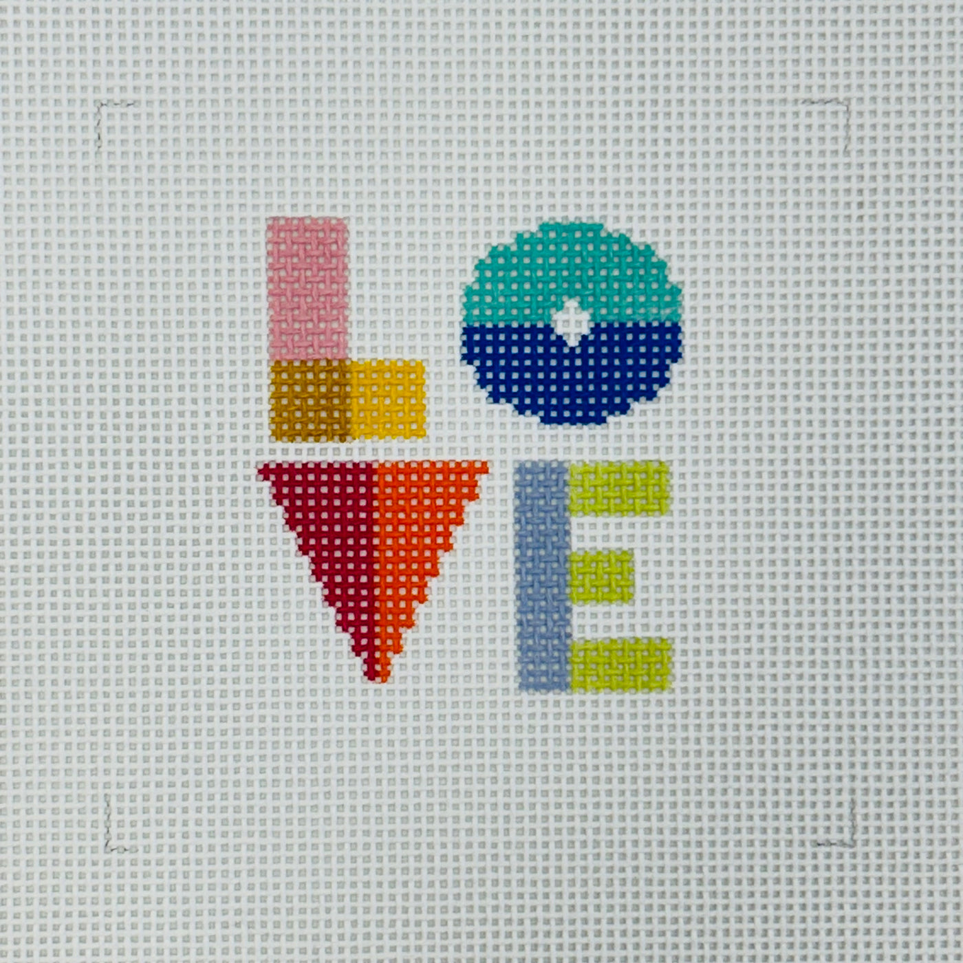 LOVE Square Round Needlepoint Canvas