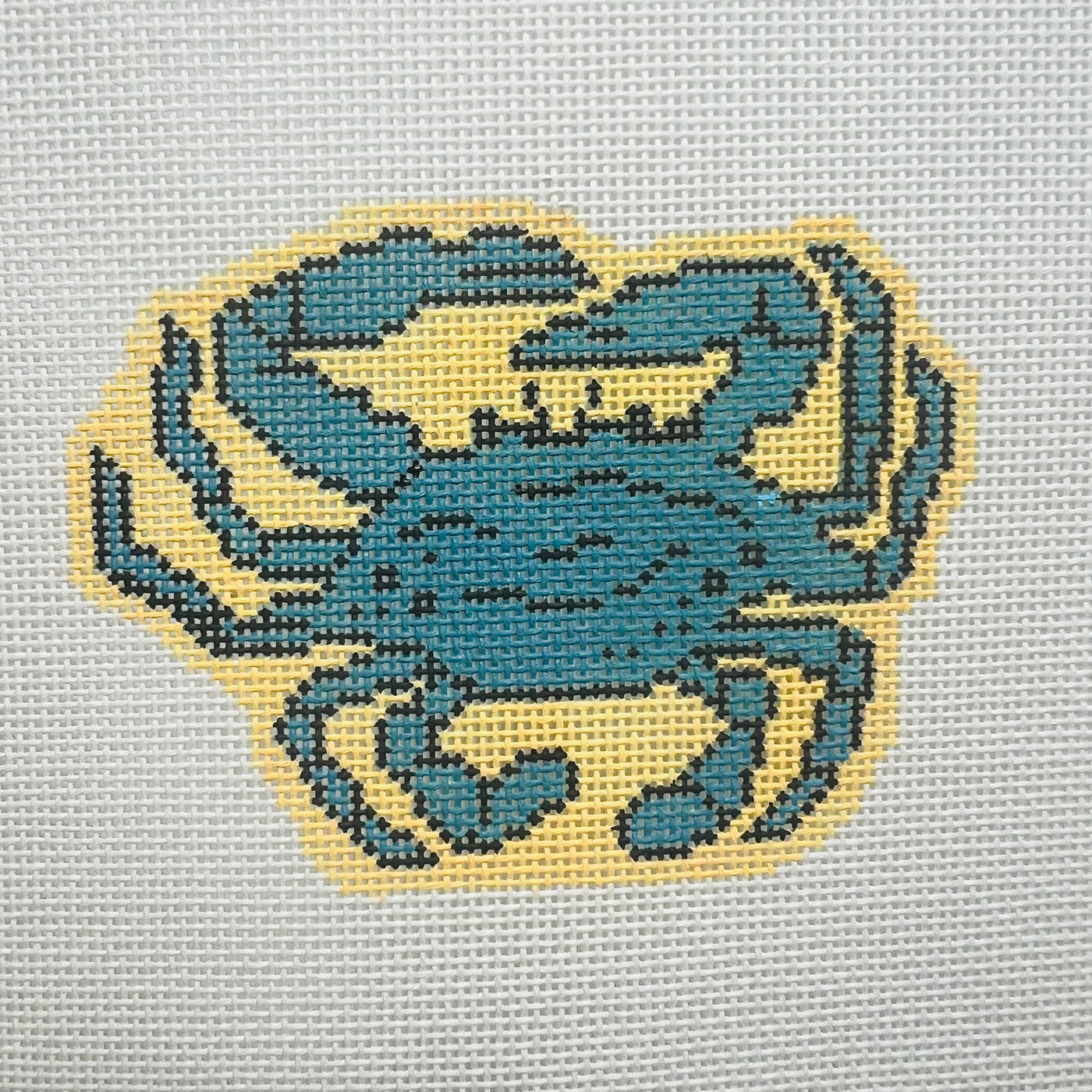 Blue Crab on Yellow Ornament Needlepoint Canvas