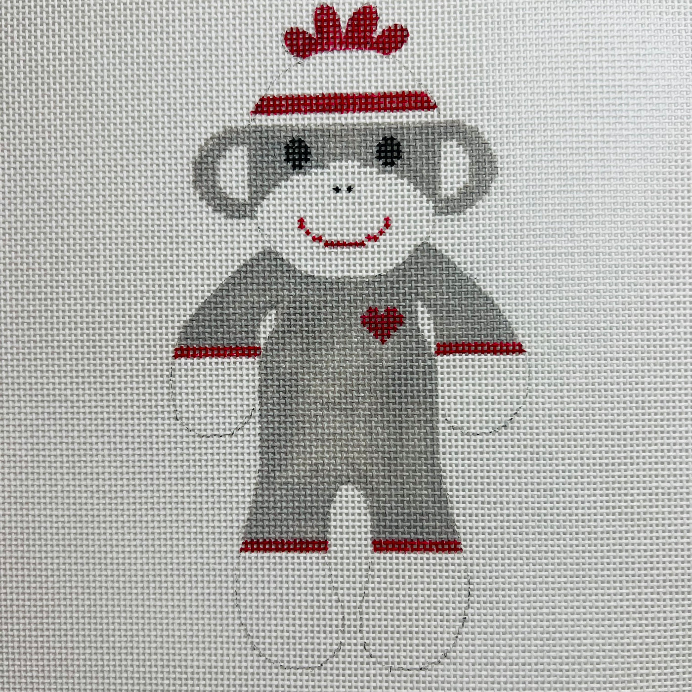 Sock Monkey Ornament Needlepoint Canvas