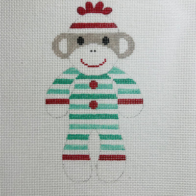 Christmas Sock Monkey Ornament Needlepoint Canvas