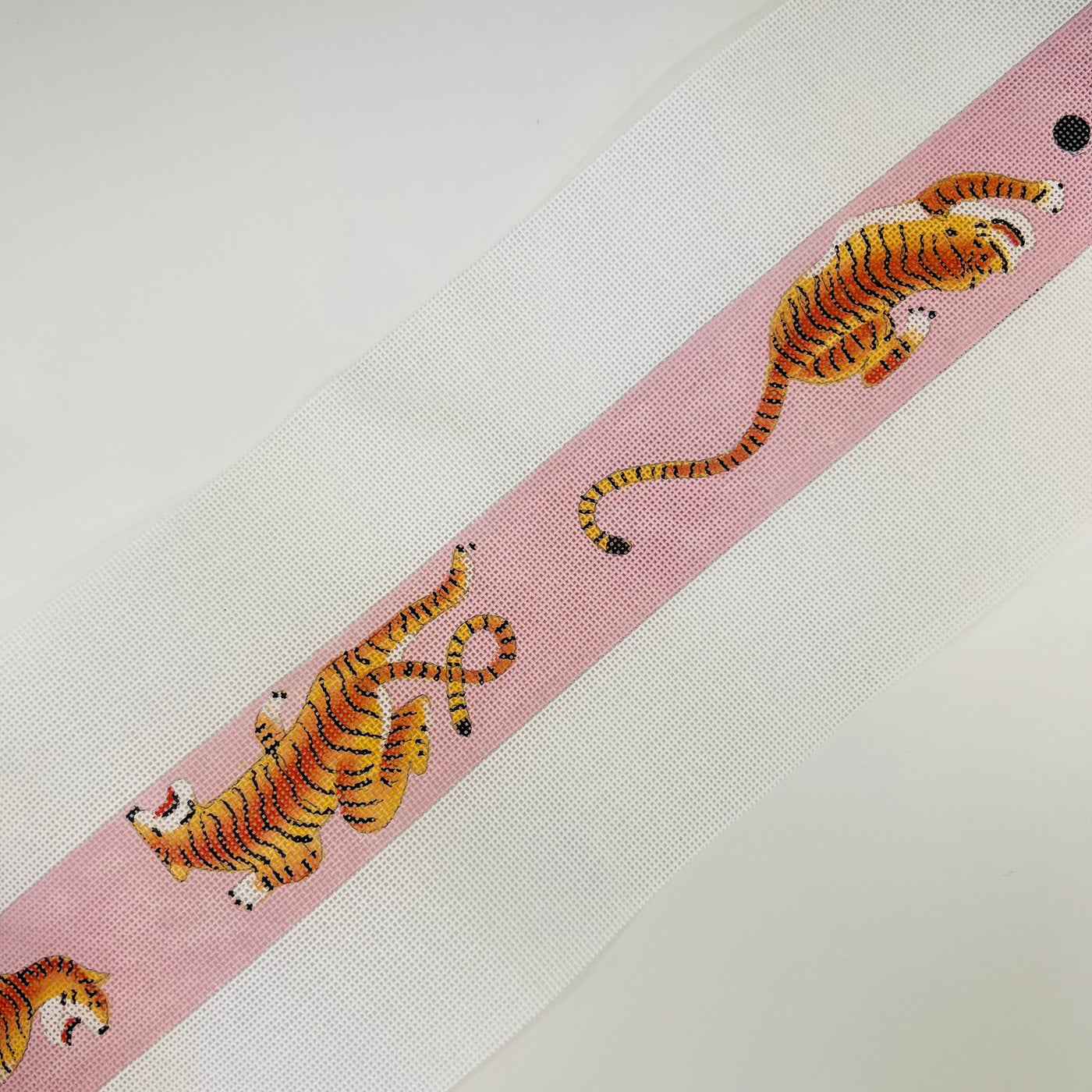 Tigers on Pink Bag Strap Needlepoint Canvas