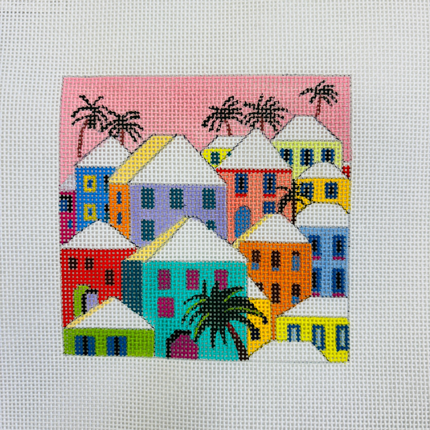 Island Buildings Needlepoint Canvas