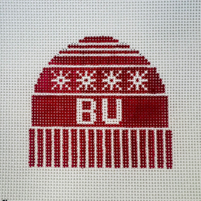 Boston University Hat Ornament Needlepoint Canvas