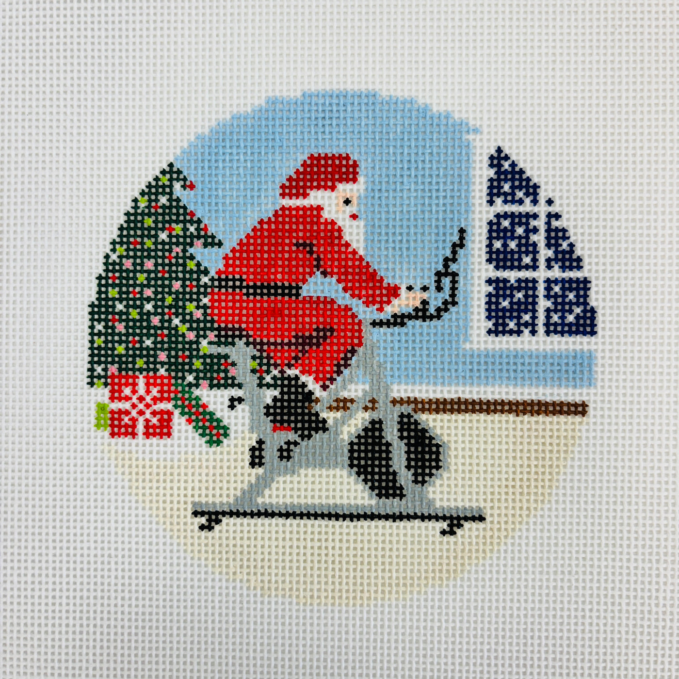 Sporty Santa Spinning Ornament - 13 or 18 Mesh