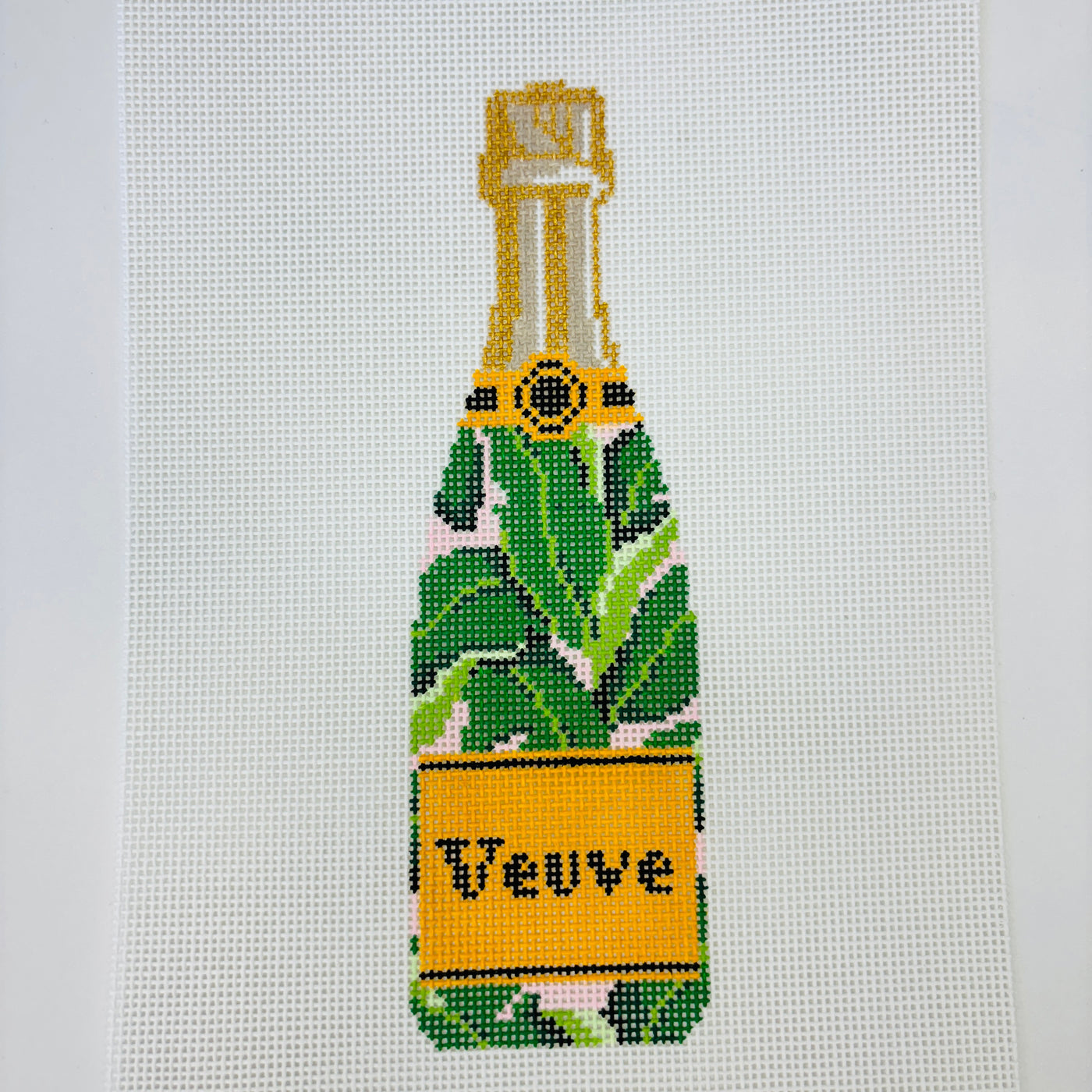 Veuve Bottle - Banana Leaf Needlepoint Canvas