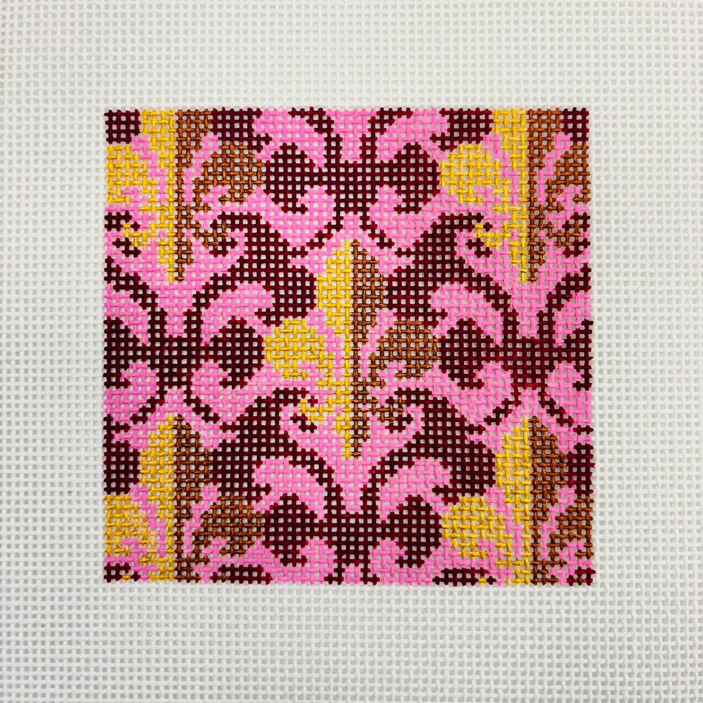 Fleur De Lis Pink 4" Square Needlepoint Canvas