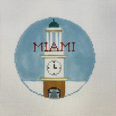 Miami University of Ohio Round Ornament Needlepoint Canvas