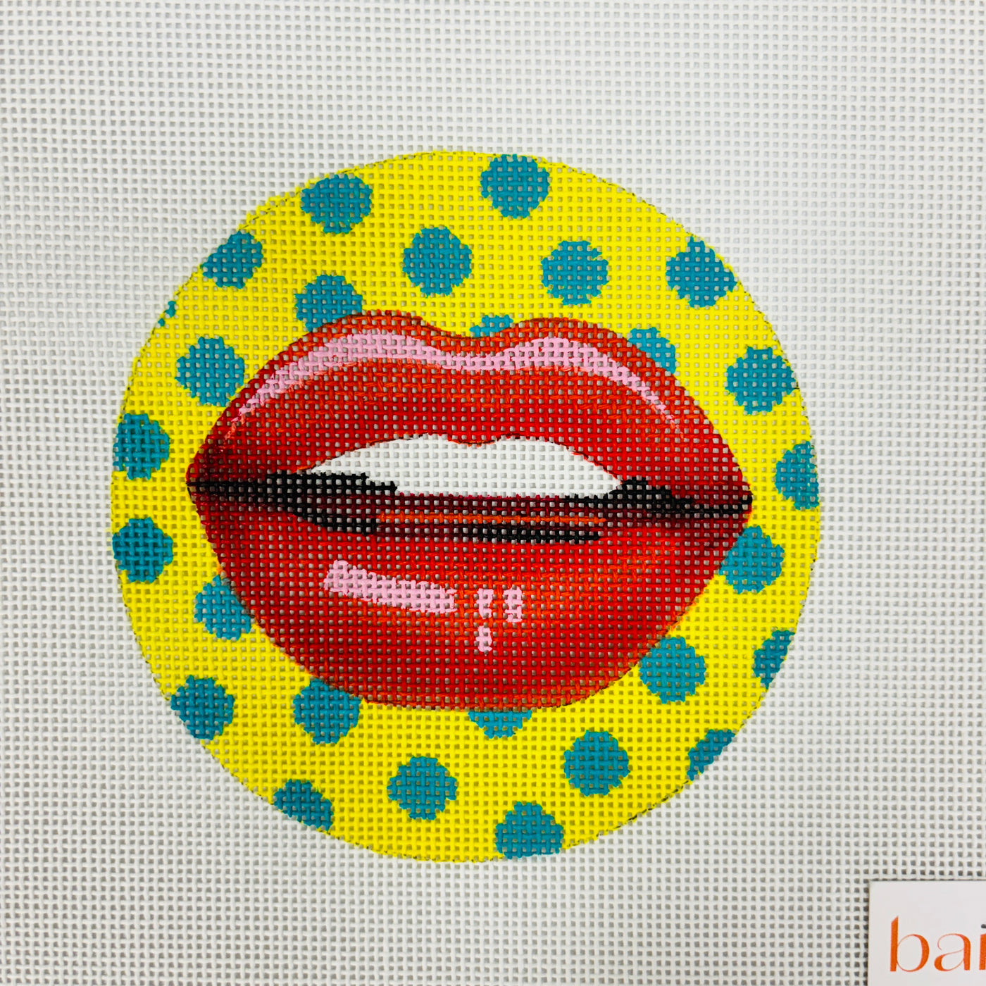 Lips Round Needlepoint Canvas