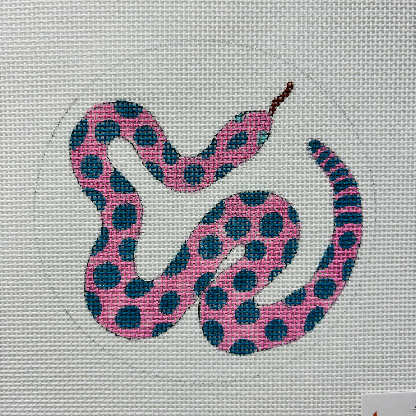 Pink Snake Ornament or Insert Needlepoint Canvas