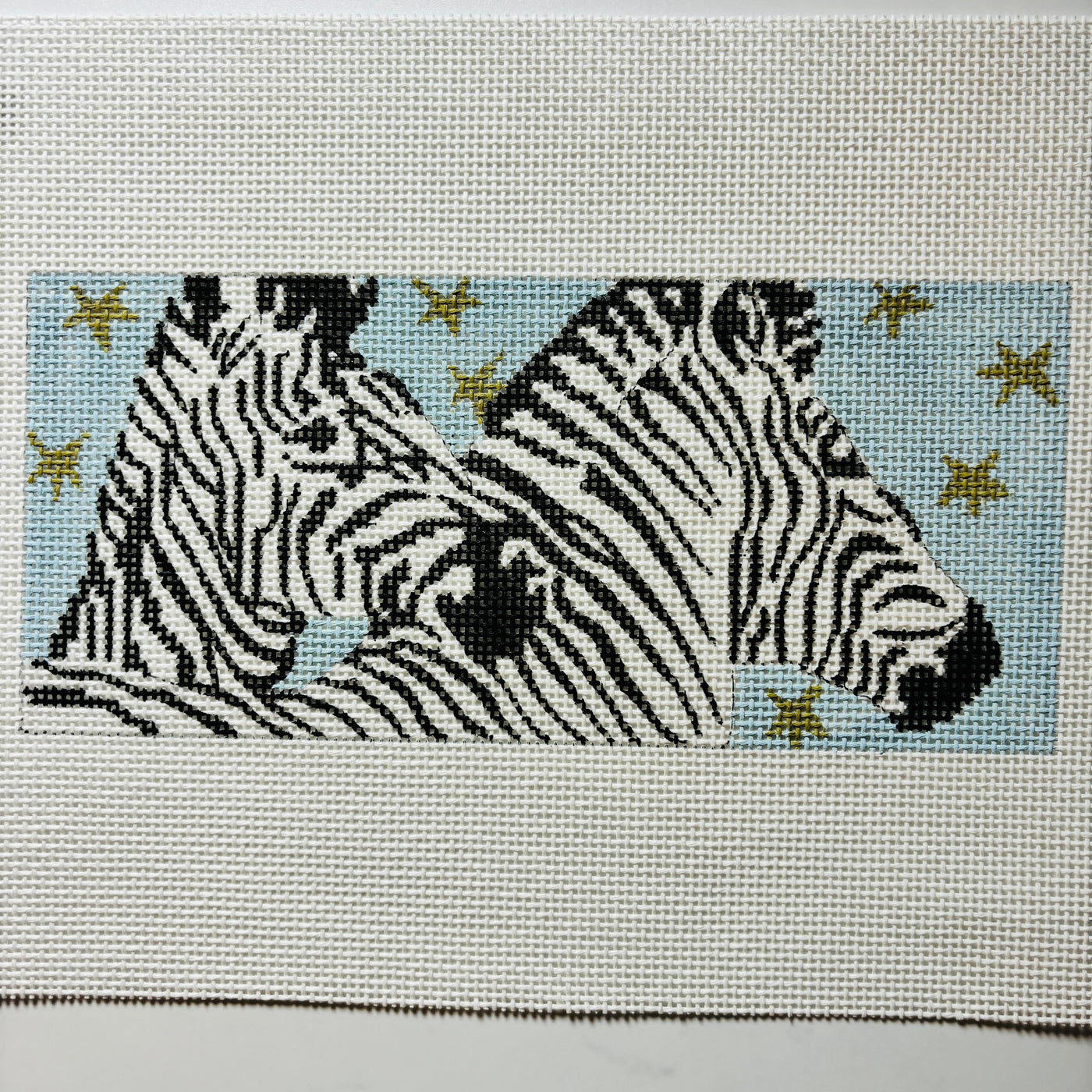 Two Zebras Brick Cover Needlepoint Canvas