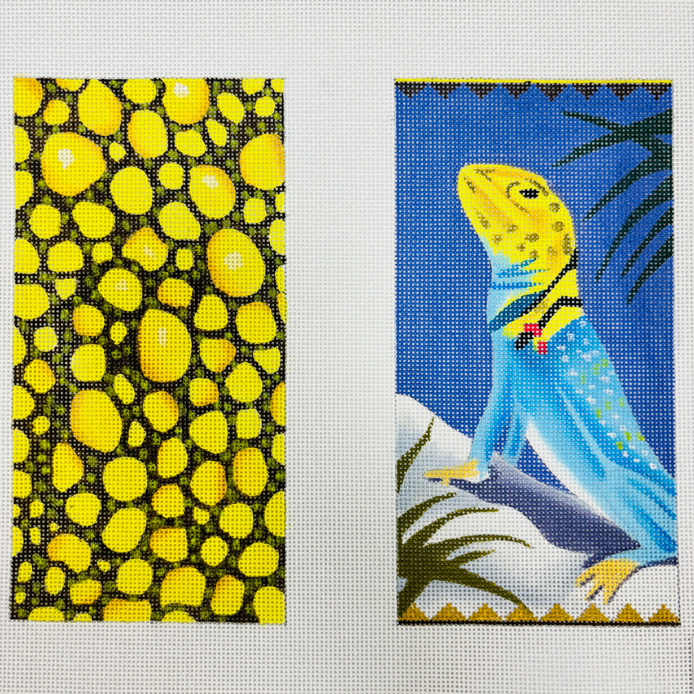 Yellow-Headed Lizard Eyeglass Case Needlepoint Canvas