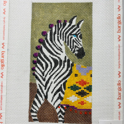 Zebra with Colorful Blanket Eyeglass Case Needlepoint Canvas