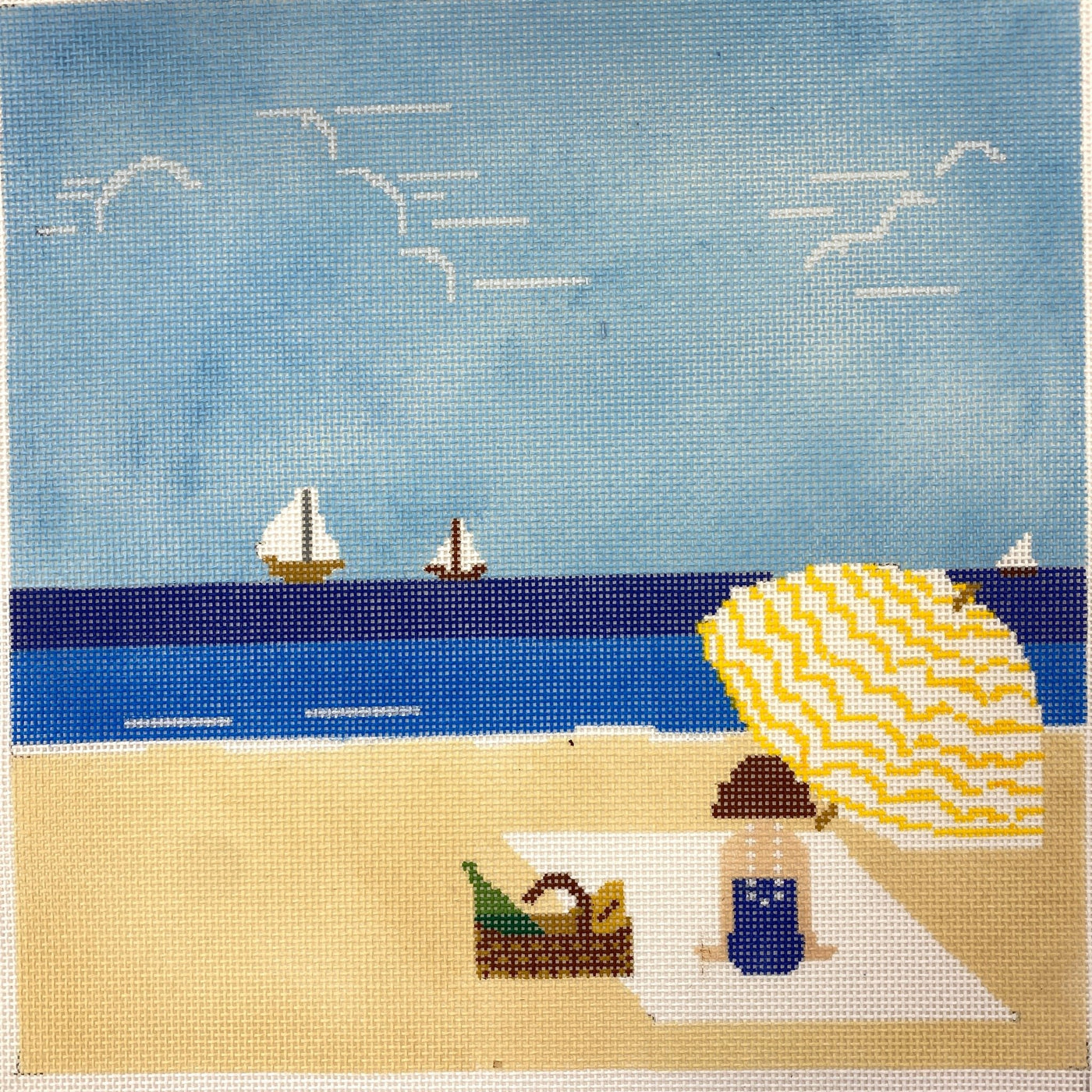 A Day at the Beach needlepoint canvas - Bargello Needlepoint