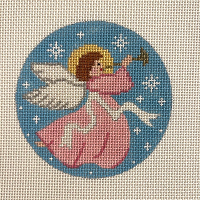 Angel in Pink Ornament needlepoint canvas - Bargello Needlepoint