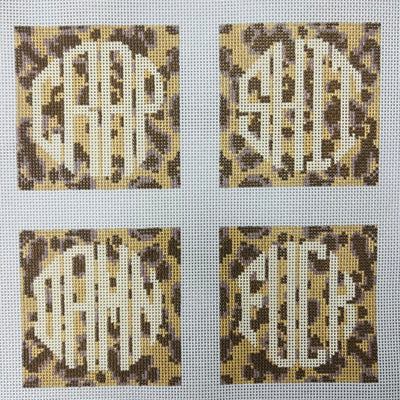 Animal Print Dirty Four Letter Word Coasters needlepoint canvas - Bargello Needlepoint