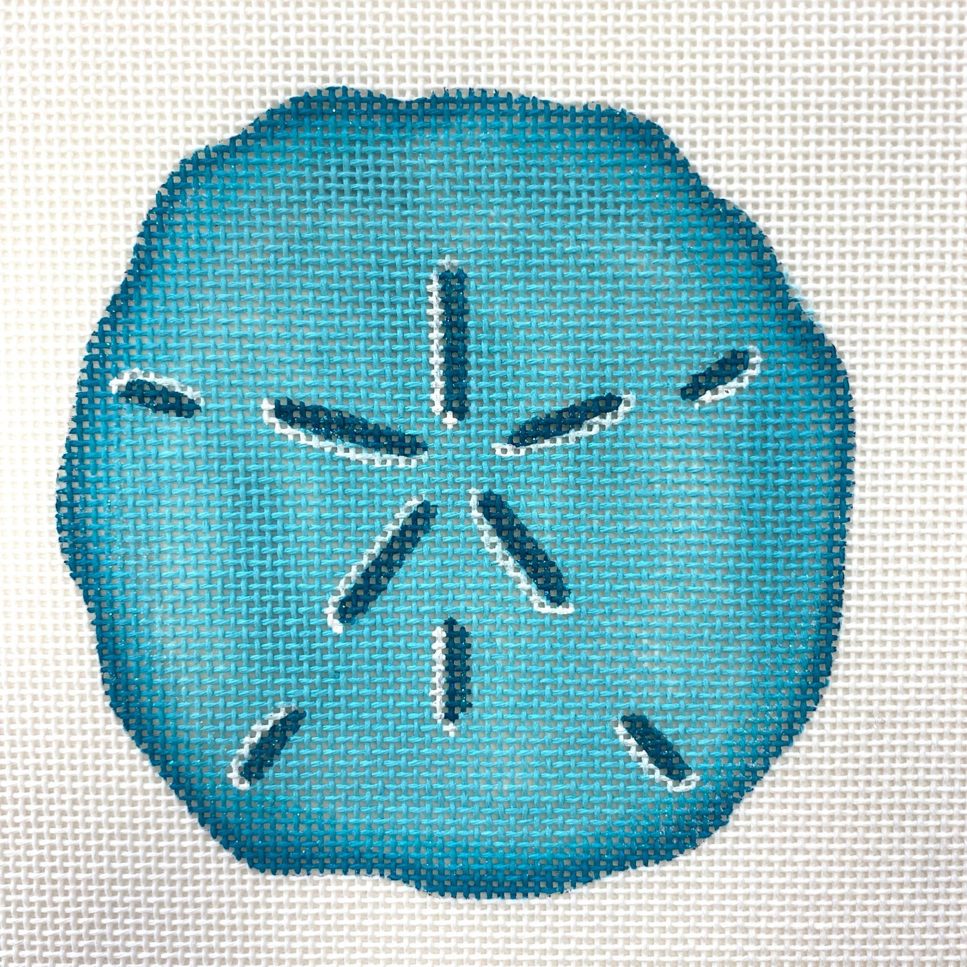 Aqua Seaside Sand Dollar needlepoint canvas - Bargello Needlepoint