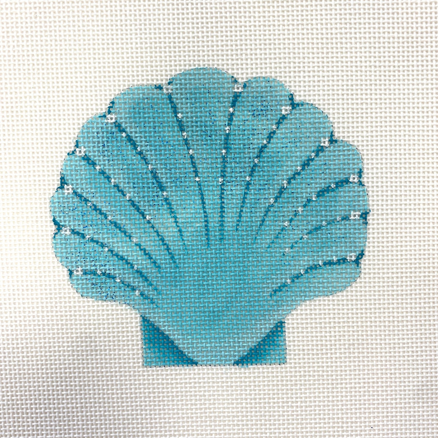 Aqua Seaside Scallop needlepoint canvas - Bargello Needlepoint