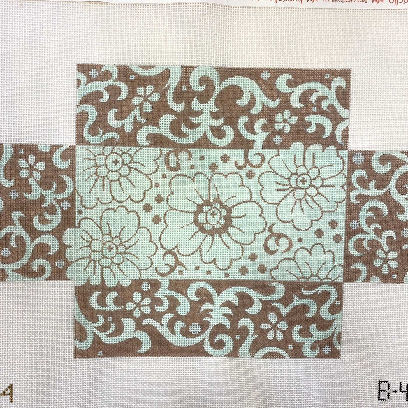 Aqua/Taupe Brick Cover needlepoint canvas - Bargello Needlepoint