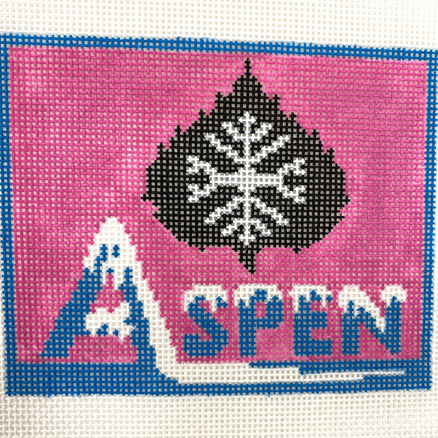 Aspen Ski Badge needlepoint canvas - Bargello Needlepoint