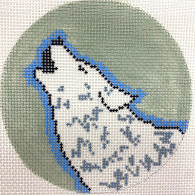 Atticus the Wolf needlepoint canvas - Bargello Needlepoint