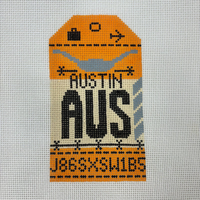 Austin Travel Tag needlepoint canvas - Bargello Needlepoint