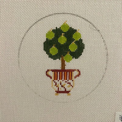 Autumn Topiary Ornament & Stitch Guide needlepoint canvas - Bargello Needlepoint