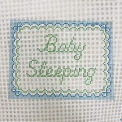 Baby Sleeping - Blue & Green needlepoint canvas - Bargello Needlepoint