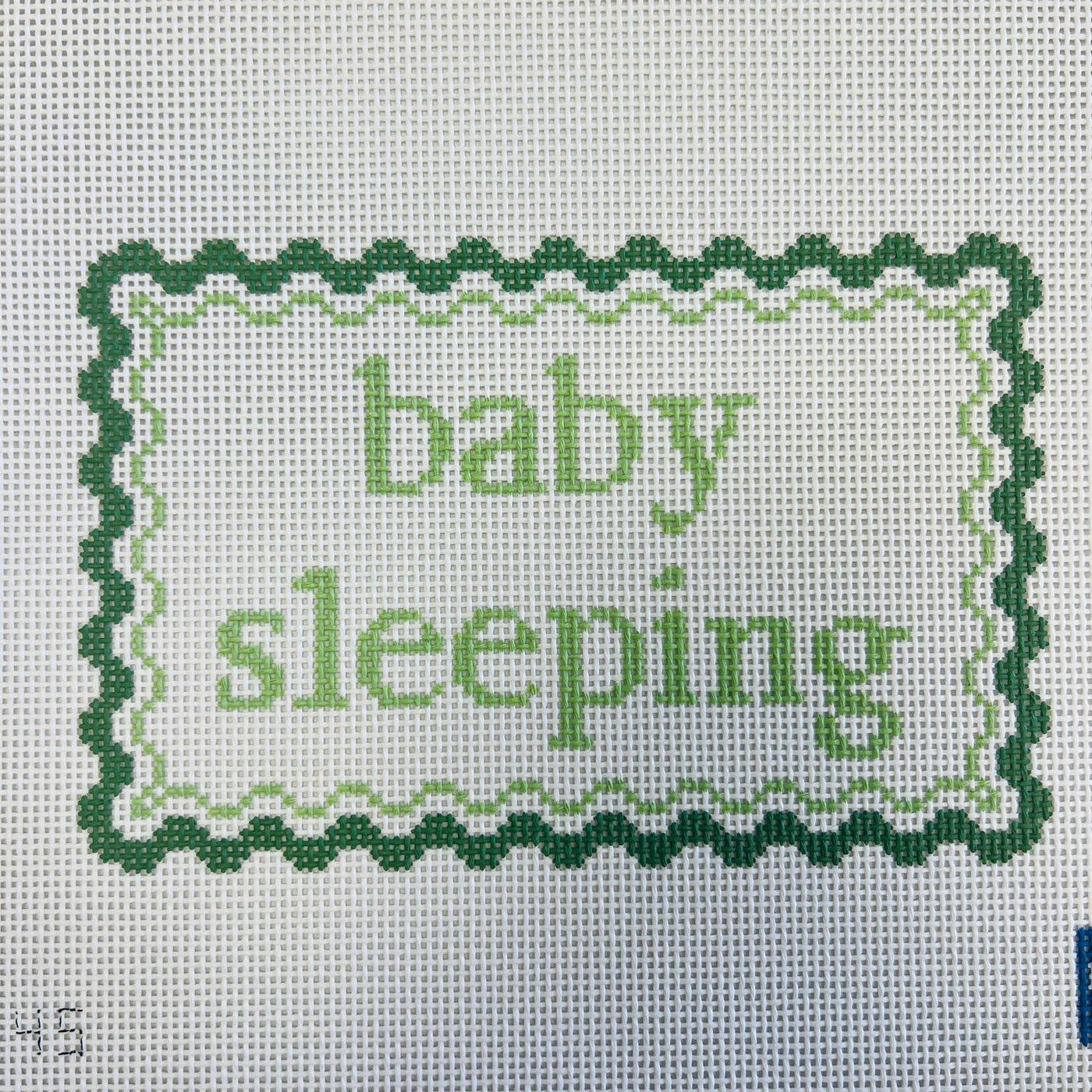 Baby Sleeping Green needlepoint canvas - Bargello Needlepoint