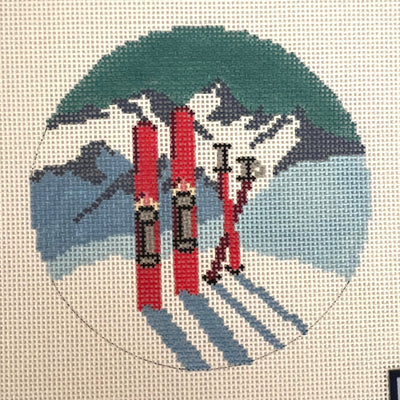 Backcountry Ski Bum Ornament needlepoint canvas - Bargello Needlepoint