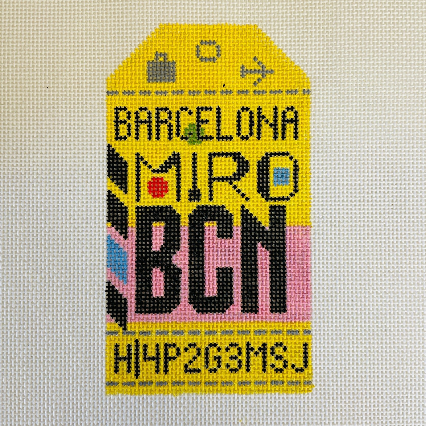 Barcelona BCN Travel Tag needlepoint canvas - Bargello Needlepoint