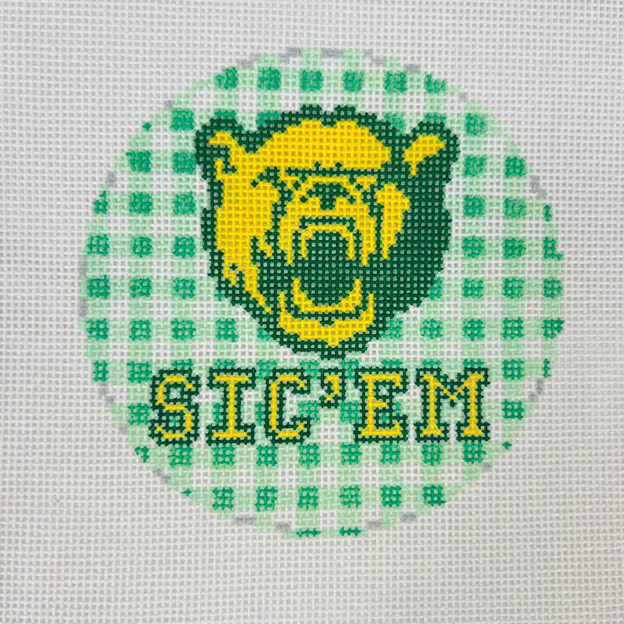 Baylor University Sic 'Em Ornament needlepoint canvas - Bargello Needlepoint