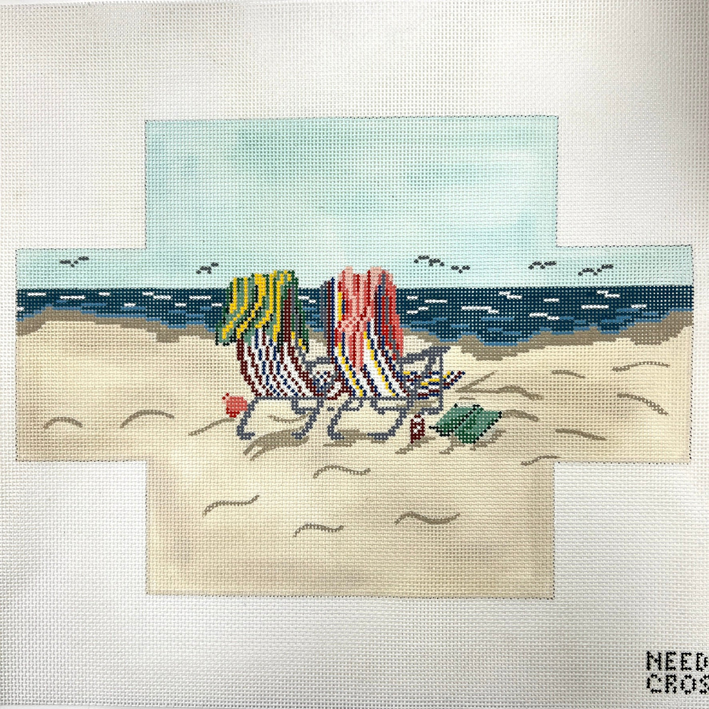 Beach Chairs Brick Cover needlepoint canvas - Bargello Needlepoint