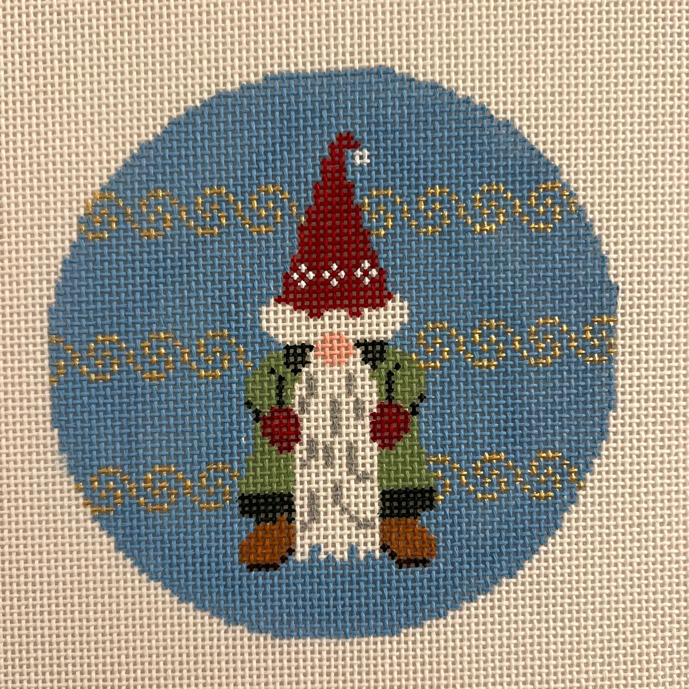 Bearded Gnome (Norwegian Nisse) Ornament needlepoint canvas - Bargello Needlepoint