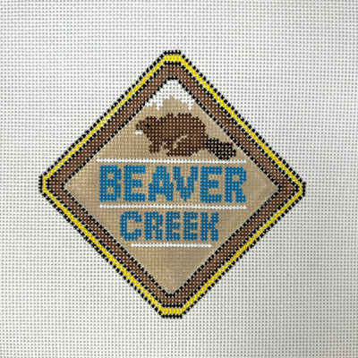 Beaver Creek Ski Badge needlepoint canvas - Bargello Needlepoint