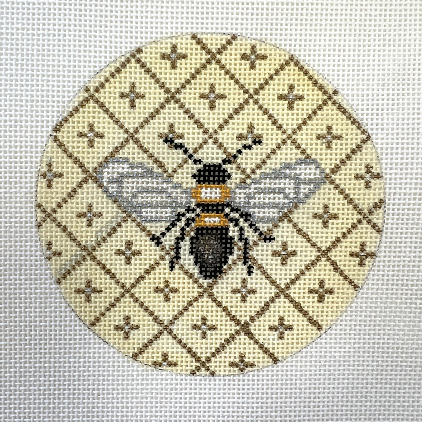 Bee Round Insert needlepoint canvas - Bargello Needlepoint