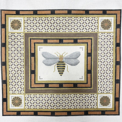 Bee with Framed Borders needlepoint canvas - Bargello Needlepoint