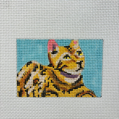 Bengal Cat Luggage Tag needlepoint canvas - Bargello Needlepoint