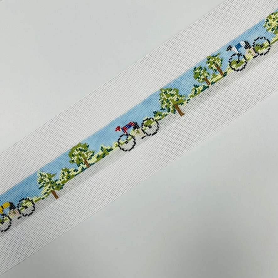 Bicycling Scene Belt needlepoint canvas - Bargello Needlepoint