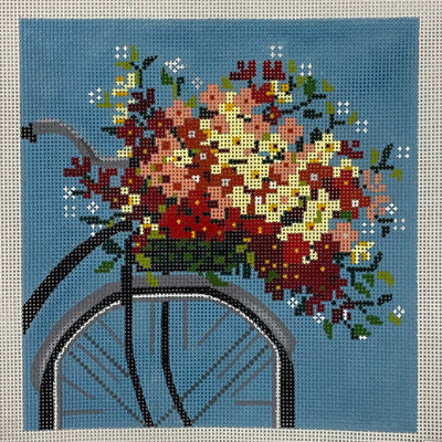 Bike on Blue needlepoint canvas - Bargello Needlepoint