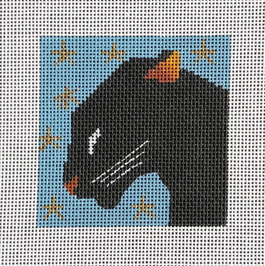 Black Panther With Stars needlepoint canvas - Bargello Needlepoint