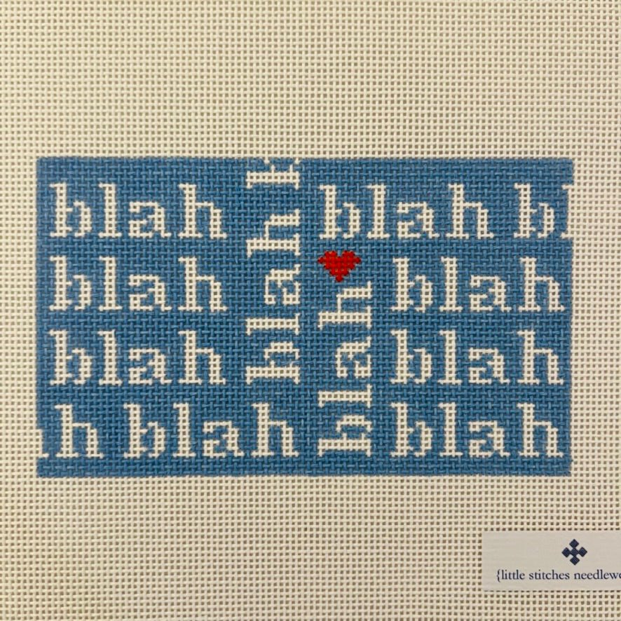 Blah Blah Blah Blue needlepoint canvas - Bargello Needlepoint