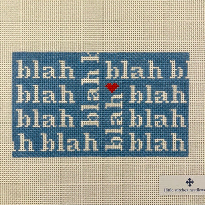 Blah Blah Blah Blue needlepoint canvas - Bargello Needlepoint