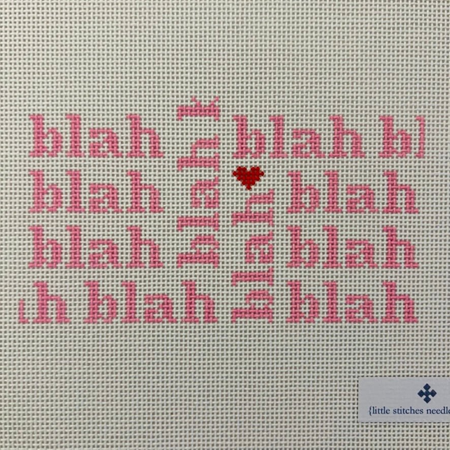 Blah Blah Blah Pink needlepoint canvas - Bargello Needlepoint