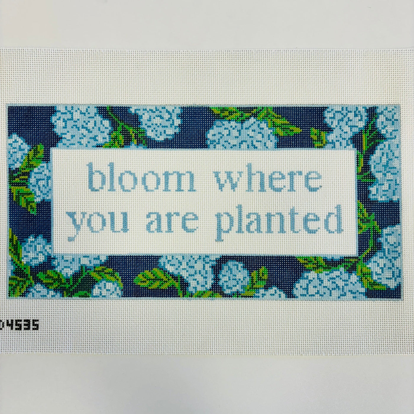 bloom where you are planted blue needlepoint canvas - Bargello Needlepoint