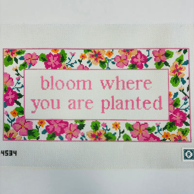 bloom where you are planted pink needlepoint canvas - Bargello Needlepoint