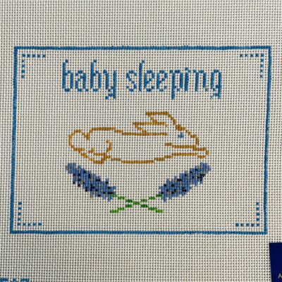 Blue Baby Sleeping with bunny needlepoint canvas - Bargello Needlepoint