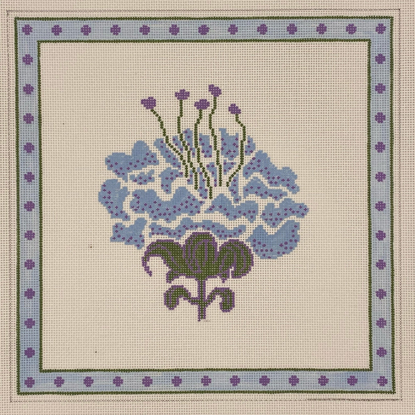 Blue Bell Peony needlepoint canvas - Bargello Needlepoint