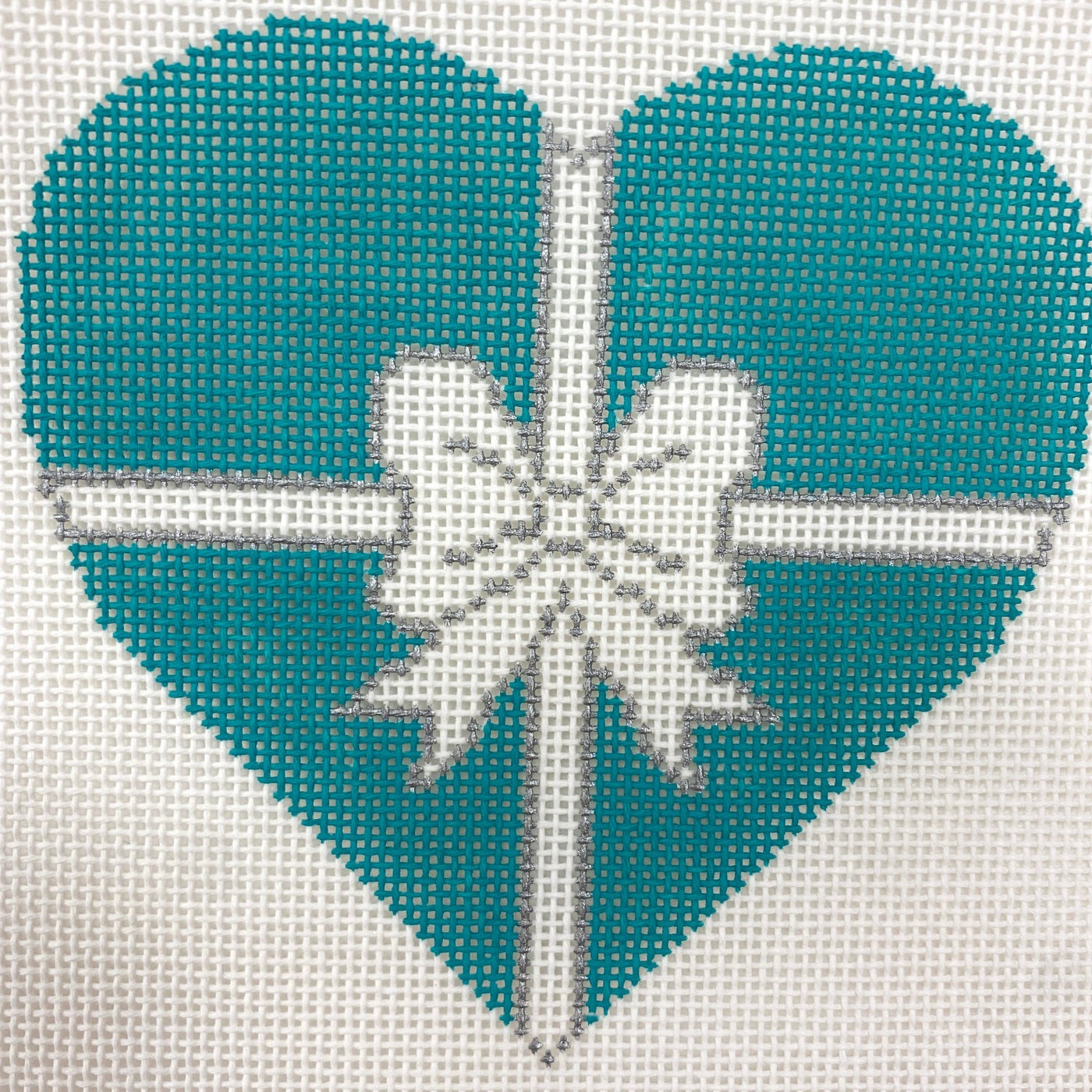 Blue Box Heart needlepoint canvas - Bargello Needlepoint