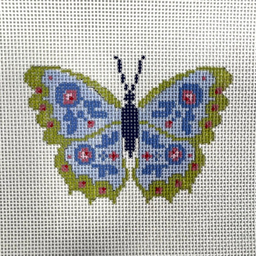 Blue Butterfly III Ornament needlepoint canvas - Bargello Needlepoint